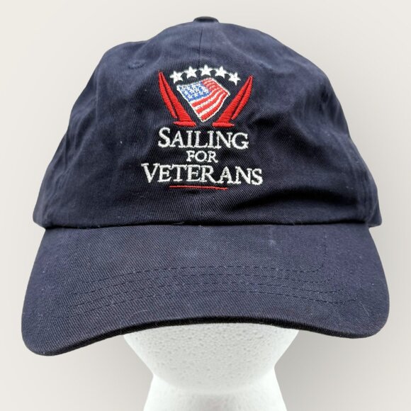 Sailing for Veterans Navy Blue Embroidered Baseball Cap Adjustable Cotton - Picture 1 of 6